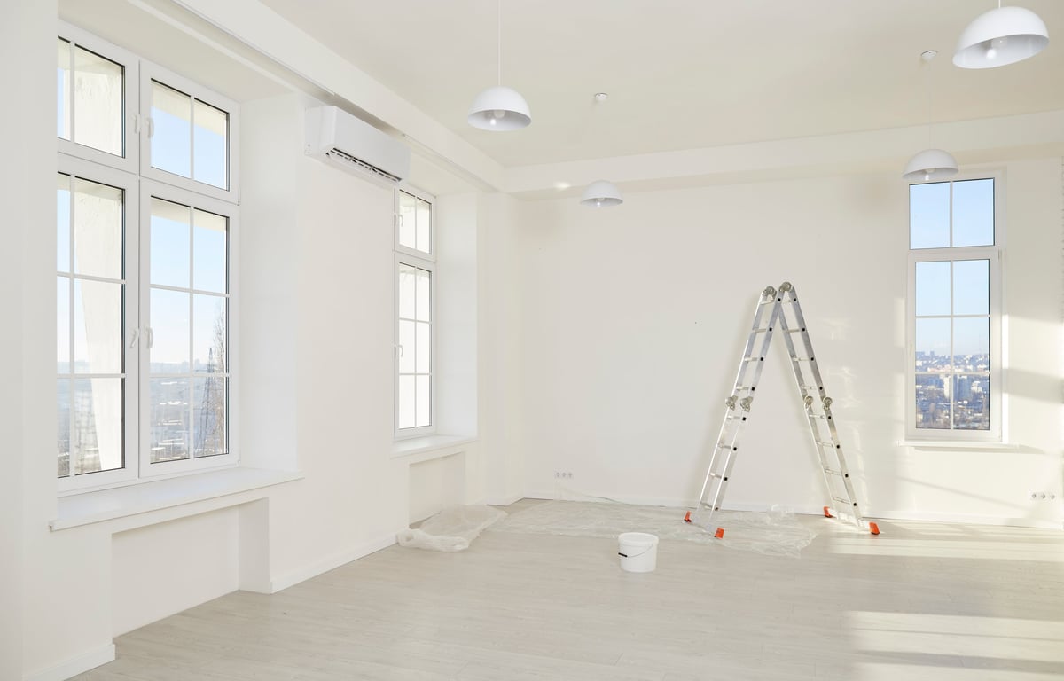 Freshly renovated apartment interior ready for final painting